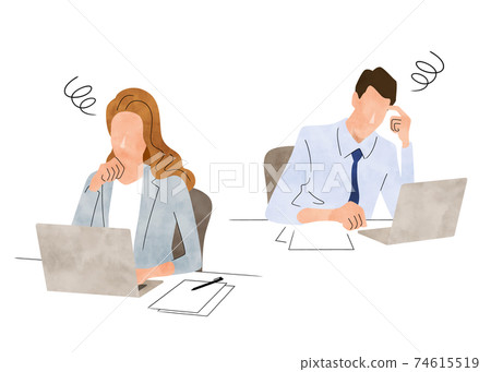 Vector illustration material: Men and women using laptops, business scene 74615519