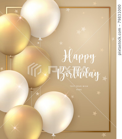 Elegant golden ballon and frame Happy Birthday... - Stock Illustration  [79831000] - PIXTA