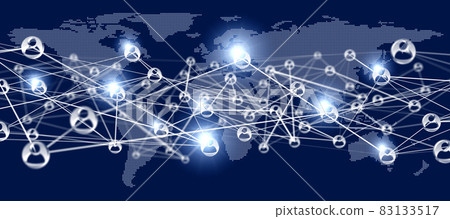 Social network connections, world map 83133517