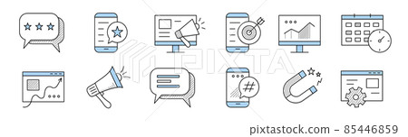 SMM, social media marketing icons 85446859