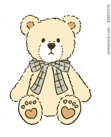 Natural and cute line drawing teddy bear... - Stock Illustration ...