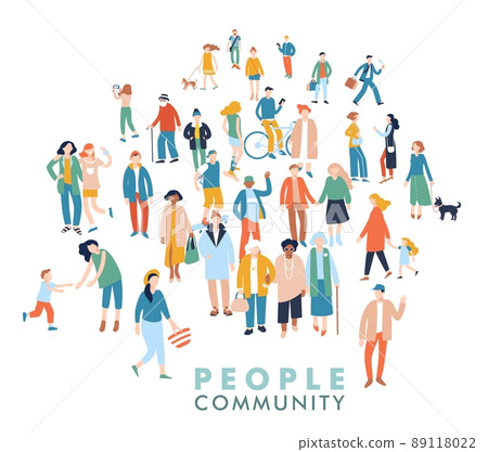 Modern multicultural society concept with crowd of people 89118022