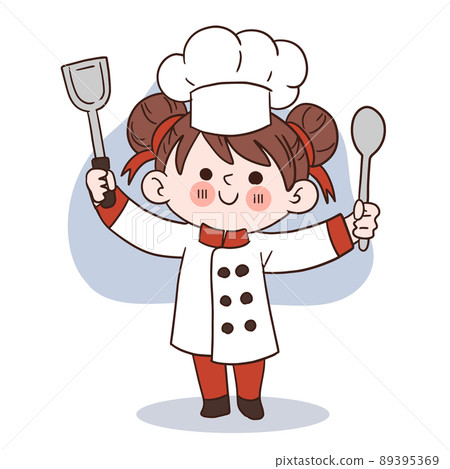 Happy smile little girl  cooking... - Stock Illustration [89395369]  - PIXTA