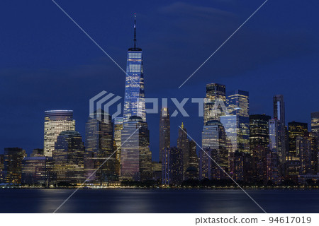 New York City skyline at night. View from Hudson river, New York, USA, America.  94617019