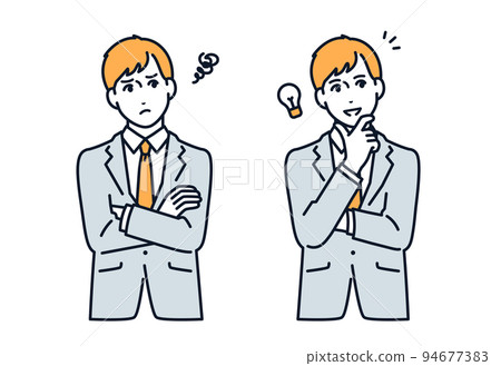 Vector illustration material of a young businessman who solved his troubles 94677383