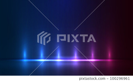 Podium or stand with line gradient neon in Sci-fi. abstract scene with pink and blue neon frame. vector rendering product display. futuristic minimal scene. vector design. 100296961