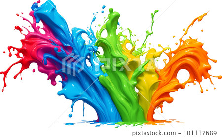 Large splash of multicolored paint 101117689