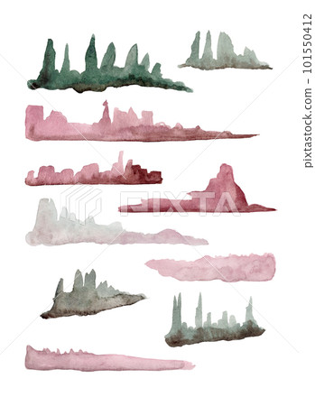 Skyline city. Watercolor illustration for your design 101550412