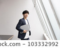 A young businessman with a laptop 103332992