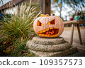 Jack O Lantern carved pumpin in autumn, kids decoration for Halloween 109357573