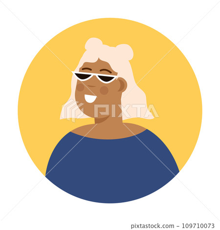 Modern circle avatar. Character face, head portrait. Cool creative user profiles. Flat graphic vector illustration EPS10 109710073