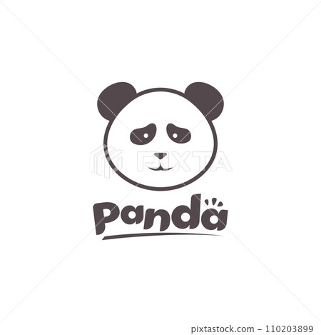 Cute Panda Silhouette Logo Template 110203899