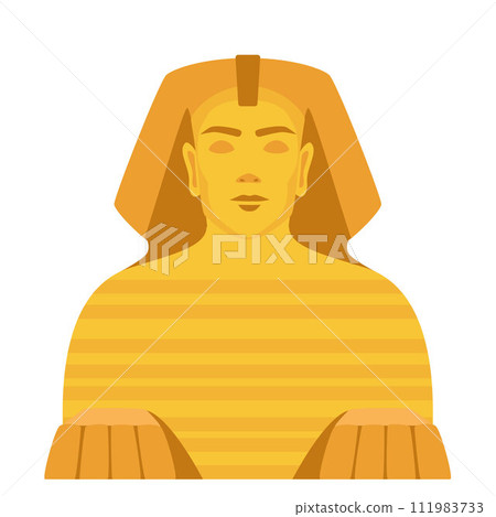 Egyptian Sphinx Isolated on White Background, Ancient Egypt Landmark, Statue in Giza Desert, Stone Monument, Tomb, Historical Sight, Travel Destination. Vector Illustration. 111983733