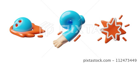 Bowling game elements set 3D style, vector illustration 112473449