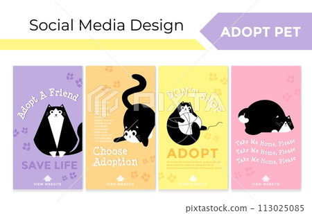 Colorful network story set for pet adoption promo 113025085