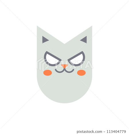 Creepy cat head Halloween feline character with spooky face expression icon vector flat 113404779