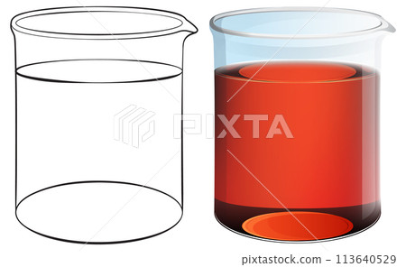 Empty and Full Beaker Illustration 113640529