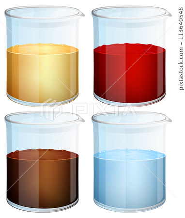 Colorful Liquid Samples in Laboratory Glassware 113640548