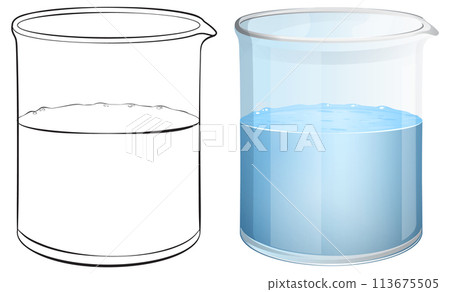 Glass Beaker with Water Illustration 113675505