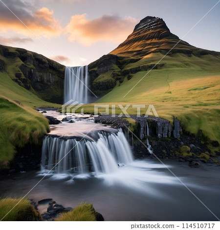 Golden Glow: HDR Magic at Seljalandfoss Waterfall 114510717