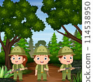 Cute soldier cartoon in the jungle 114538950