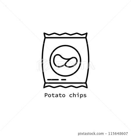 Potato chips icon, linear sign isolated on white background - vector illustration 115648607