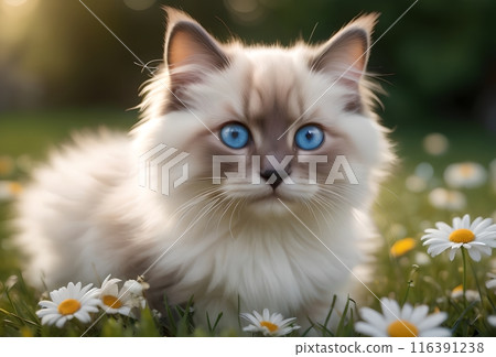 portrait of a beautiful domestic cat, purebred Ragdoll 116391238