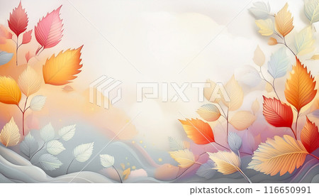 Autumn leaves illustration frame, Generative AI, AI images 116650991