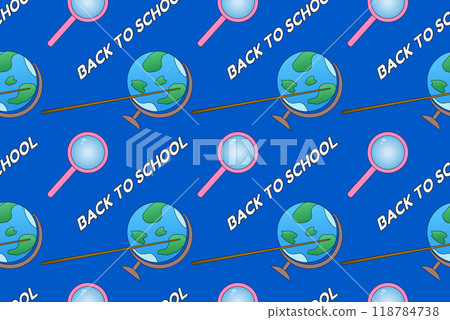 Back to School Pattern with Globe and Magnifying Glass 118784738