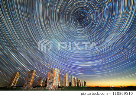 Smiltene Stonehenge colorful star trails 118869510