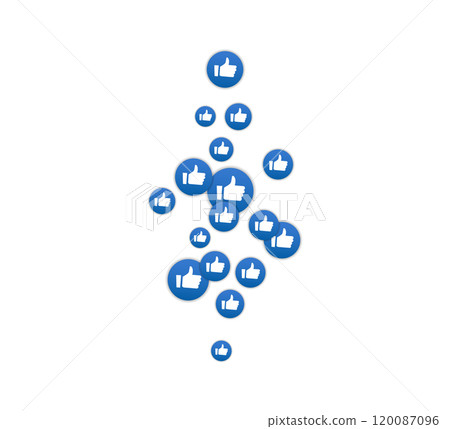 Social media thumbs up icons illustration. Multiple blue like buttons with thumbs up symbol. 120087096