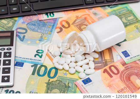 Ordering Medicines. Pills and Capsules on the Euro Banknotes 120101549