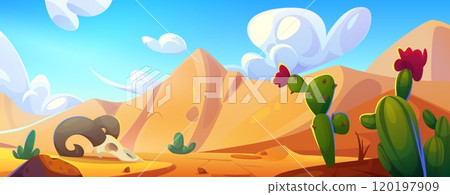 Arizona west desert landscape with cactus cartoon 120197909