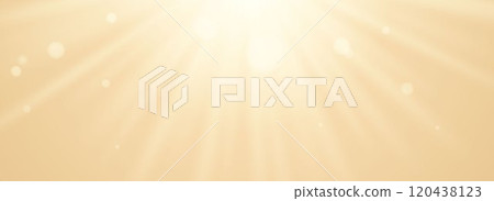 Sunburst light glare background. Natural light scene wallpaper for banner, mockup, template, overlay, poster. Bright sunshine light rays and beams backdrop on surface, wall, ceiling, floor. Vector 120438123