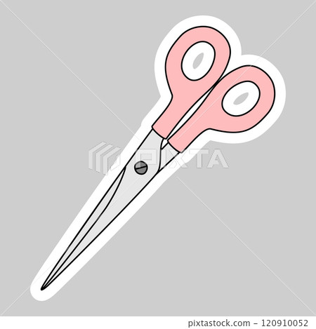 Sticker with scissors, stationery or art supply, doodle style vector 120910052