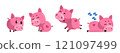 Funny Pink Pig Character Enjoy Different Activity Vector Set 121097499