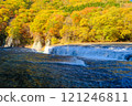 Autumn sweeping waterfall 121246811