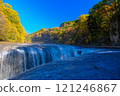 Fukiware Falls surrounded by autumn leaves 121246867