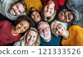 Cheerful multiethnic group smiling in close-up view 121333526