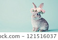 Rabbit with pastel flower crown, gentle and joyful Easter scene. Easter 121516037