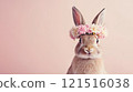 Bunny in floral headpiece, playful Easter charm. Easter 121516038