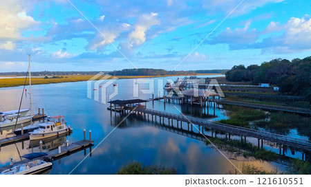 Isle of Hope Marina at Savannah Georgia - aerial view 121610551