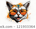 Illustration of a funny cat in sunglasses 121933364