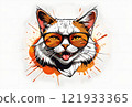 Illustration of a funny cat in sunglasses 121933365