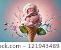 fresh cold strawberry ice cream, cold sweets 121943489