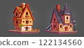 Game asset platform set of suburban cottage houses 122134560