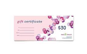 Free to download and print. Nail Salon Gift Certificate Template Word Publisher