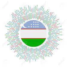 The flag of uzbekistan comprises of three flat blue, white and green stripes detached by two thin red fimbriations with a crescent moon and twelve stars at the canton. Uzbekistan Sign Country Flag With Colorful Rays Radiant Sunburst Royalty Free Cliparts Vectors And Stock Illustration Image 138229050