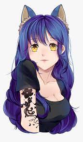 Many female anime characters have had purple hair of all shades, and despite having this trait in faye is one of the most popular anime characters with purple hair due to being one of the main. Tattoo Anime Cat Girl Purple Anime Cat Girl Hd Png Download Kindpng