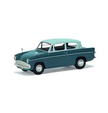 The flying ford anglia was a light blue ford anglia 105e deluxe that was enchanted by arthur weasley to fly,2 as well as to become invisible. Ford Anglia 105e Deluxe Pompadour Blue Shark Blue 1 43 Vanguards